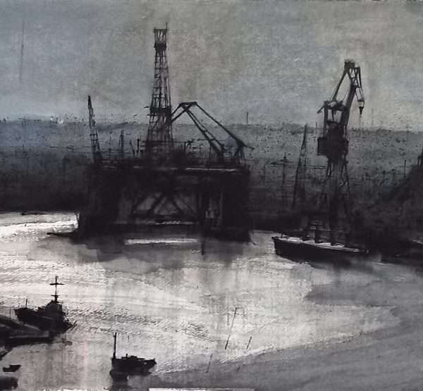 Oil Rig in the Grand Harbour 1 2024 by Svetislav Martinovic
