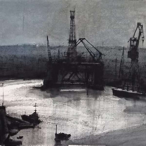 Oil rig in the Grand Harnour 1 2024 by Svetislav Martinovic